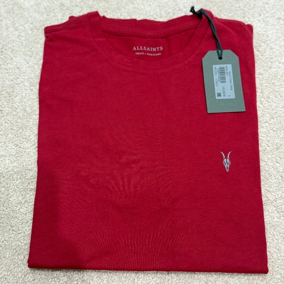 All Saints Racing Tonic Crew Tee - Vista Red - S - New with Tags - Picture 1 of 6